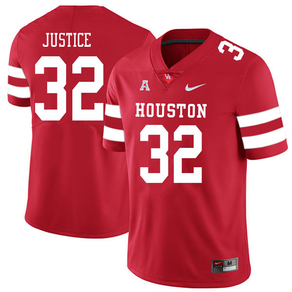 2018 Men #32 Kevrin Justice Houston Cougars College Football Jerseys Sale-Red